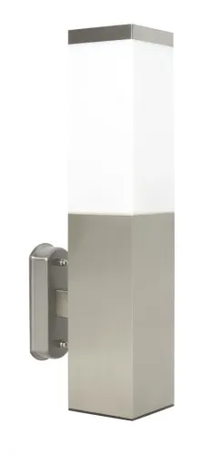 Oferta czasowa Srebrna zewnętrzna lampa ścienna kinkiet na elewację SU-MA SS802-A Inox Kwadrat E27 IP44