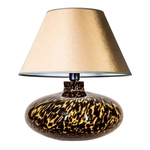 Nowość Lampa stołowa z malowaną szklaną podstawą i oliwkowo białym abażurem 4Conepts L005092207 Tanzania E27 47cm x 40cm