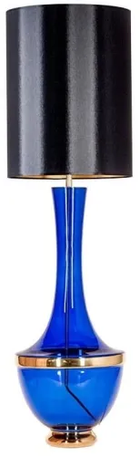 Zamów teraz Lampa stołowa szafirowa szklana podstawa z złotymi dodatkami i czarno złoty abażur 4Concepts L232271307 Troya E27 118cm x 35cm
