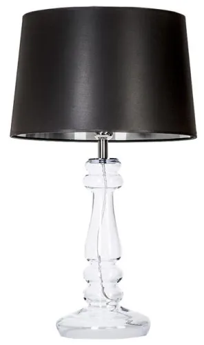 Super okazja Lampa stołowa ze szklaną podstawą i czarno srebrnym abażurem z materiału 4Concepts L051061262 Petit Trianon E27 56x33cm