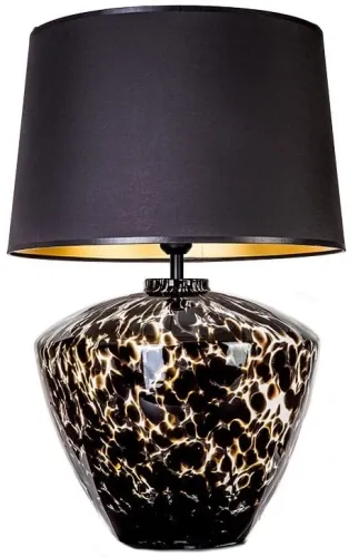 Oferta czasowa Lampa stołowa z malowaną w cętki szklaną podstawą i czarno-złotym abażurem z materiału 4Concepts L049102248 Parma E27 48x33cm