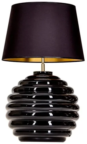 Bestseller Lampa nocna czarna szklana podstawa złote dodatki i czarno złoty abażur 4Concepts L215222240 Saint Tropez E27 73cm x 45cm