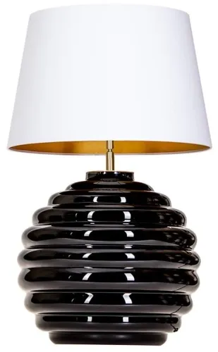 Promocja Lampa nocna czarna szklana podstawa złote dodatki i biało złoty abażur 4Concepts L215222251 Saint Tropez E27 73cm x 45cm