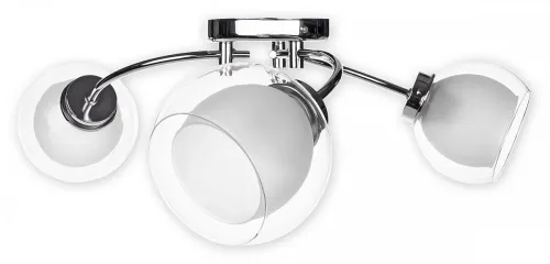 Super okazja Lampa sufitowa z podwójnymi szklanymi kloszami na chromowanych ramionach Lemir O2043 P3 CH Dexy 3xE27