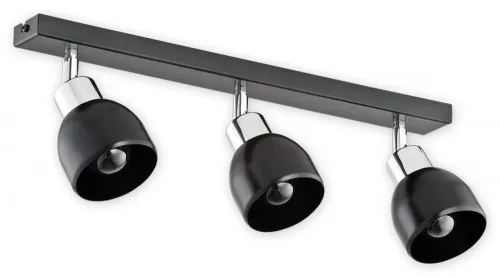 Czarna lampa sufitowa trzy reflektory na listwie z chromowanymi dodatkami Lemir O2593 P3 CZA Feniks 3xE27 50cm Najlepsza cena