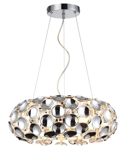 Lampa wisząca okrągły spłaszczony klosz z lustrzanych płatków Light Prestige LP-17060/3P Ferrara 3xE14 40cm x 120cm Rabat