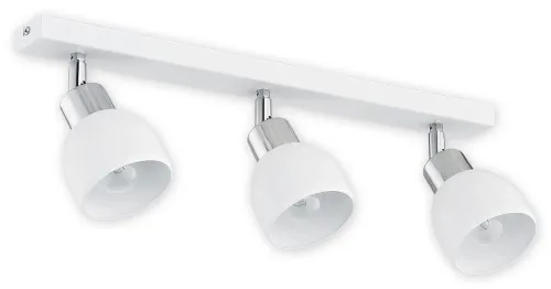 Najlepsza cena Biała lampa sufitowa trzy reflektory na listwie z chromowanymi dodatkami Lemir O2593 P3 BIA Feniks 3xE27 50cm