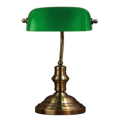 Lampa biurkowa bankierka w stylu vitage z zielonym kloszem i złotą podstawą MarkSlojd 105931 Bankers 42cm Wyjątkowa oferta