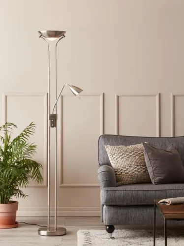 Cena promocyjna Lampa podłogowa do czytania z dwoma źródłami światła i z przełącznikiem MarkSlojd 111241 Detroit 180cm