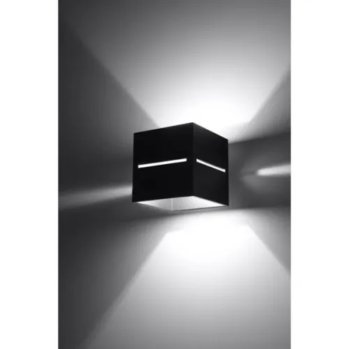 Bezpieczna płatność Czarny kinkiet sześcian z nacięciami Sollux Lighting SL.0204 Lobo G9